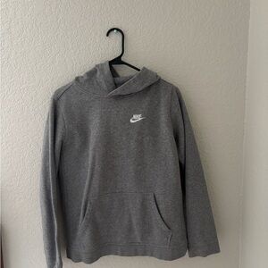Nike Heather Gray Hoodie with White Logo